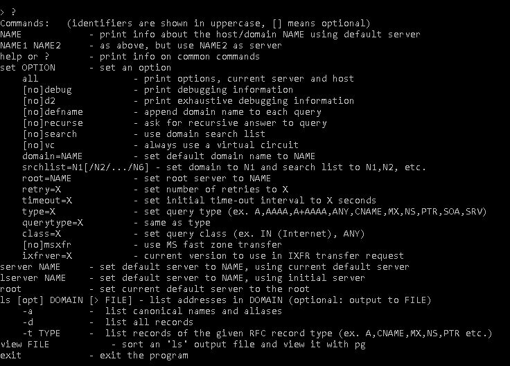 nslookup syntax