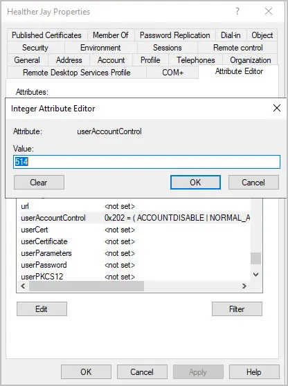 change useraccountcontrol attribute