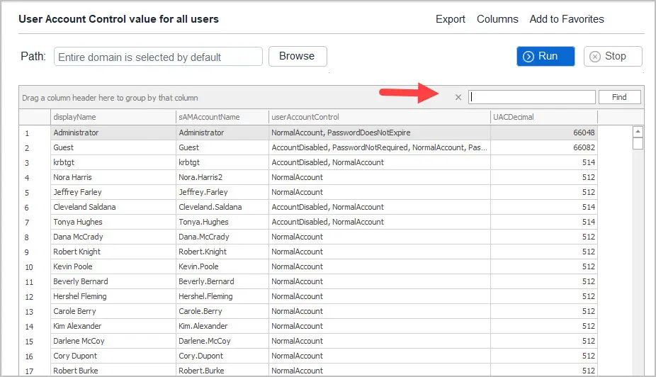 search useraccountcontrol for all users