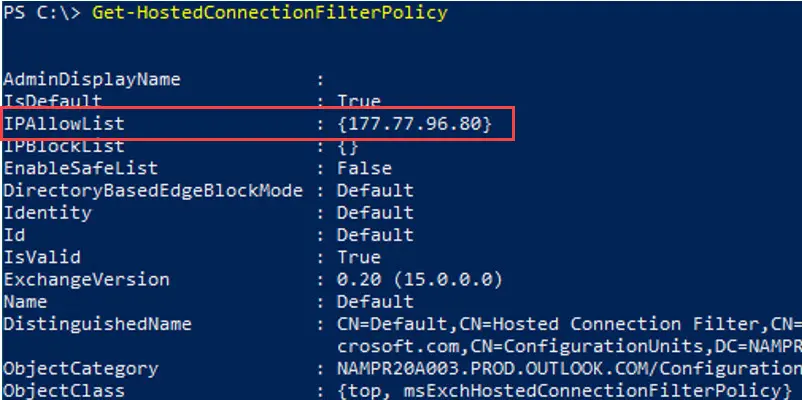Get-HostedConnectionFilterPolicy