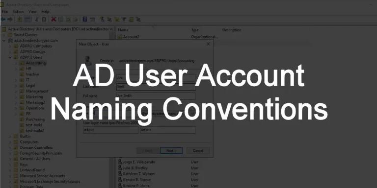 Active Directory account naming conventions guide
