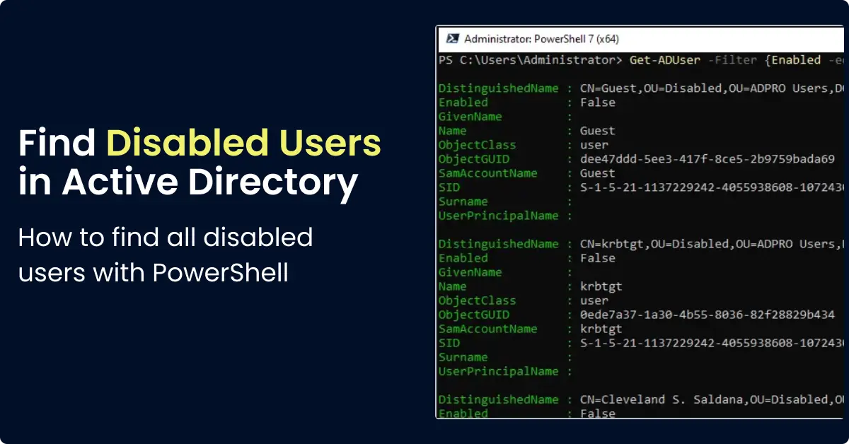 how to find disabled users with powershell