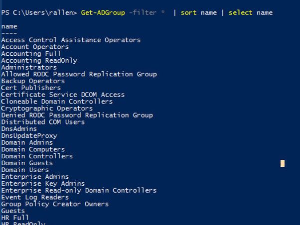 get-adgroup powershell command list groups