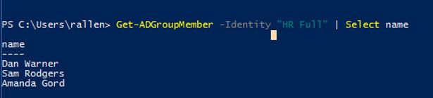 list only group members with powershell