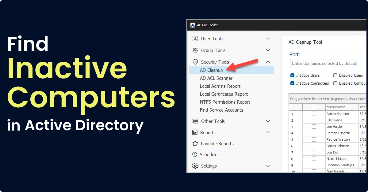 find inactive computers in active directory