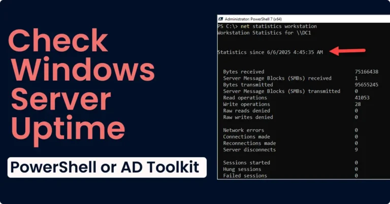how to check windows server uptime