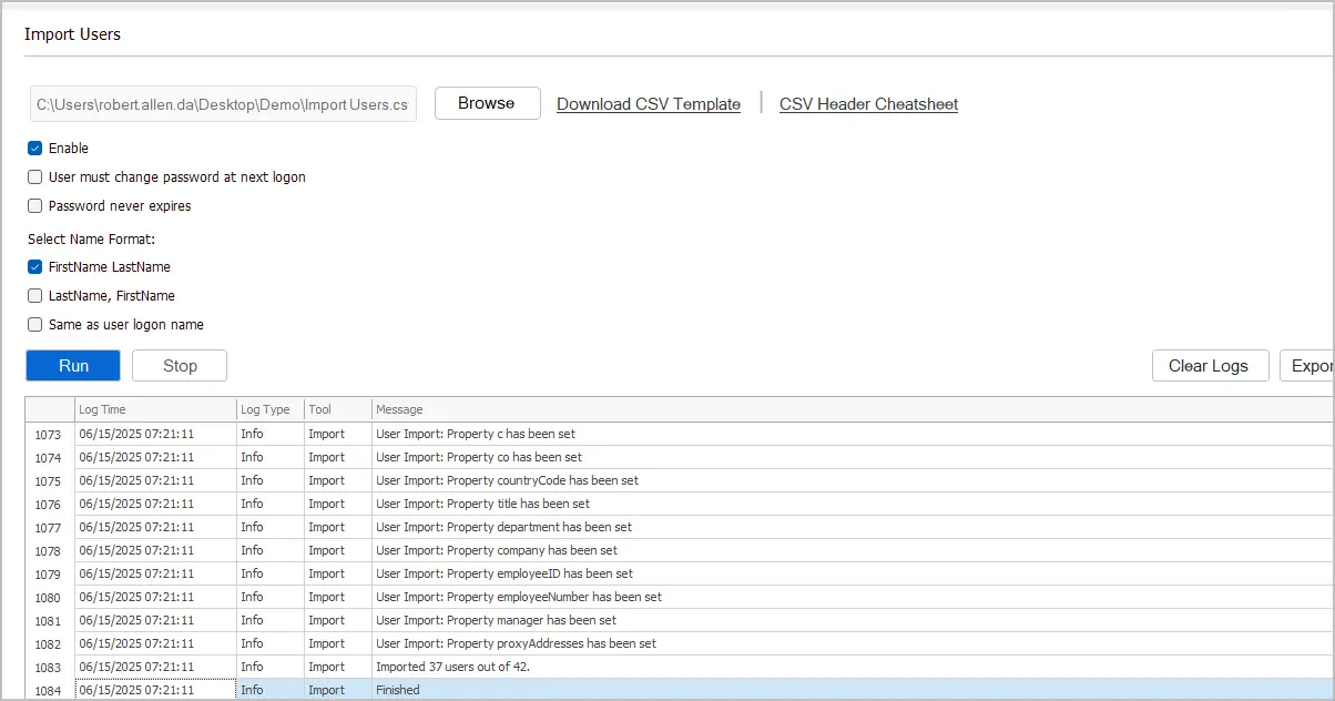 How to bulk create users in active directory