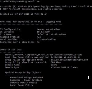 Gpresult не показывает политики компьютера