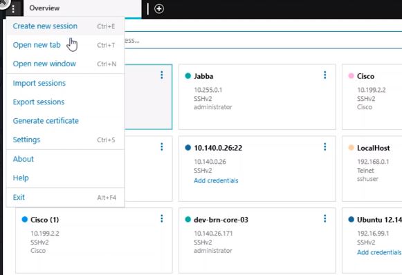 putty settings for ssh session windows server