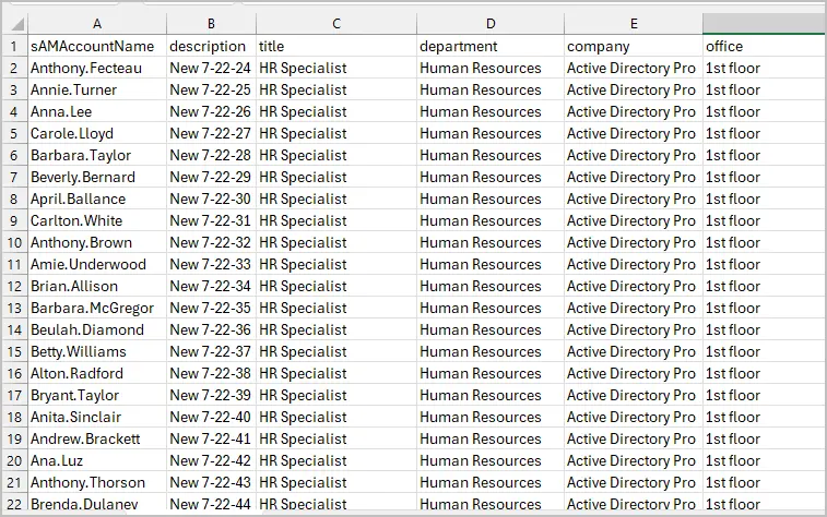 csv file