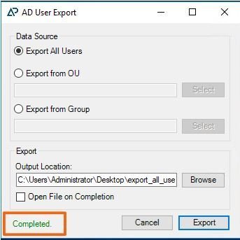 export list of ad users to csv file