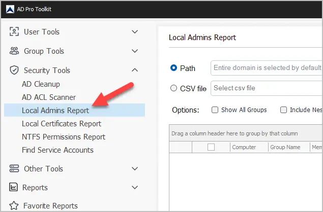 get local admin using ad pro toolkit