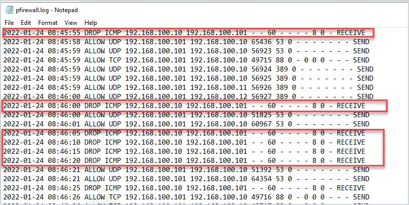 sample firewall logs