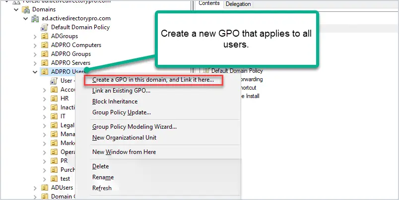 Create new GPO