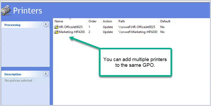 add multiple printers to gpo