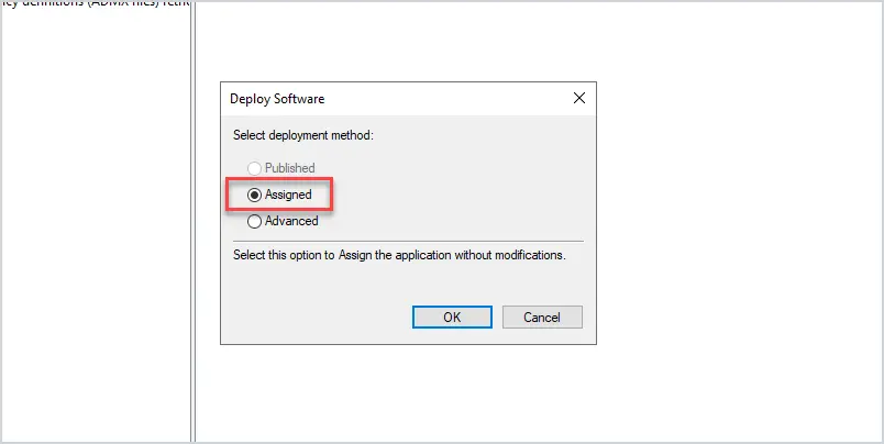 gpo deploy software assigned settings