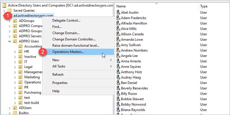 move operations masters roles with GUI