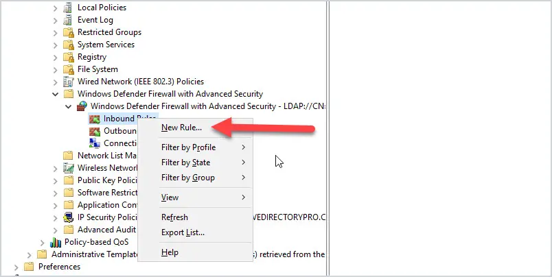 new inbound rule