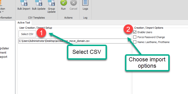 step 3 import users into new domain