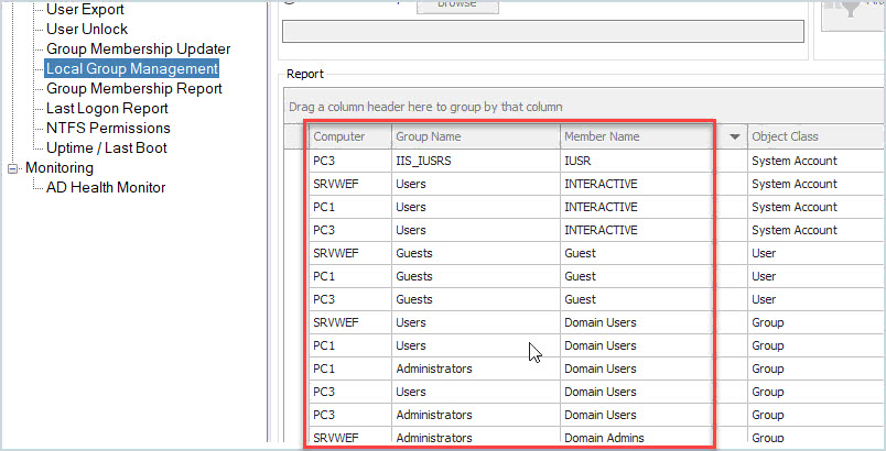 ad pro toolkit local group report