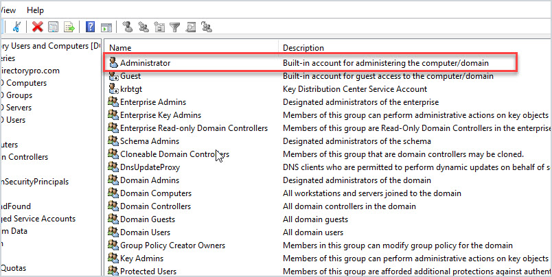 administrator account in active directory