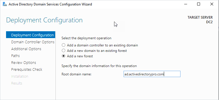 domain controller deployment config