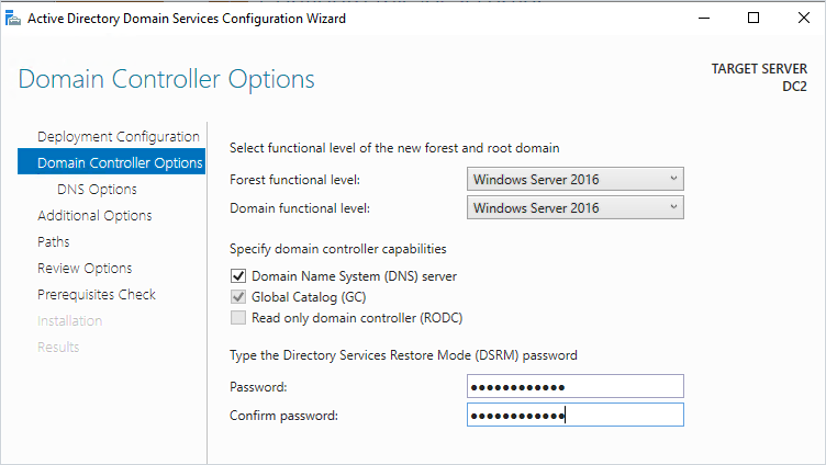domain controller options
