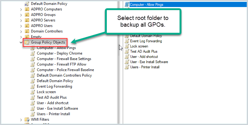 gpo backup select folder