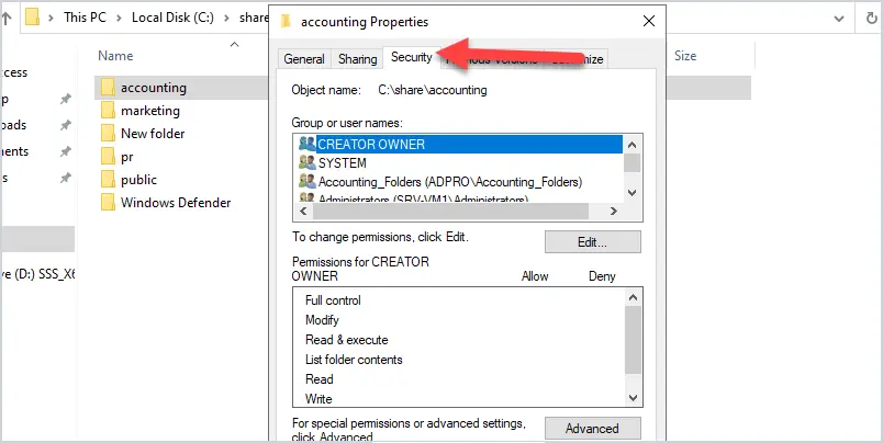 ntfs permissions security tab