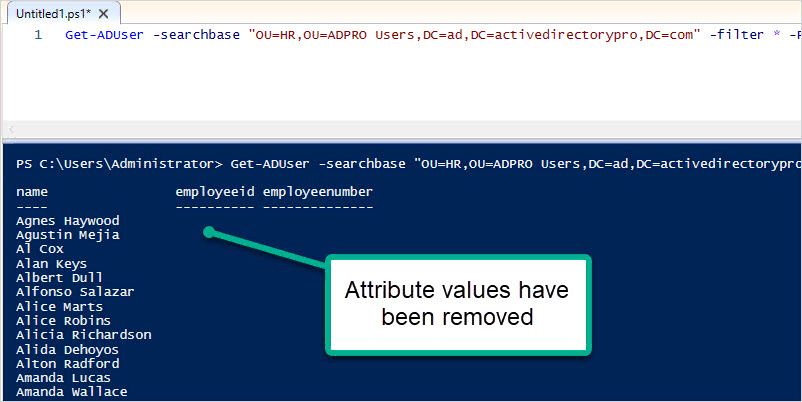 powershell verify all attributes removed