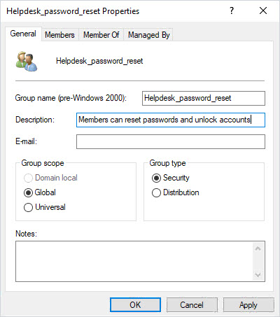 helpdesk password reset group