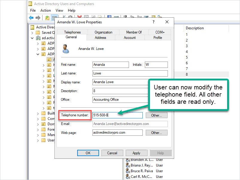 active directory user screenshot