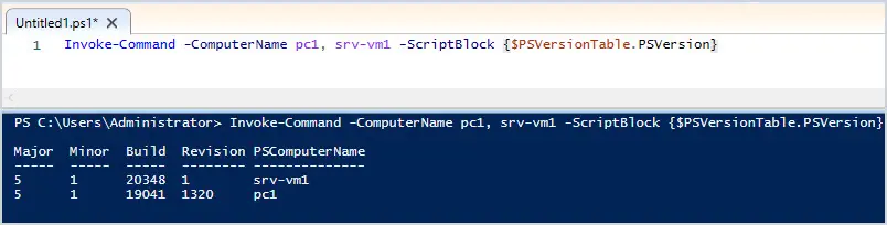 invoke command get powershell version