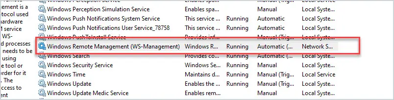 windows remote management service status