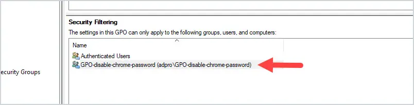 add group to security filtering
