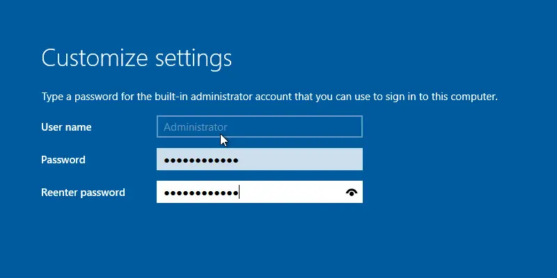 windows server set administrator password