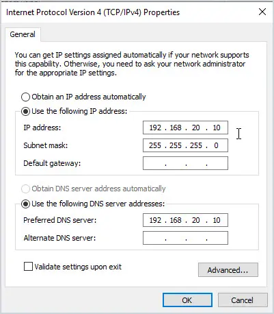window server ip address settings