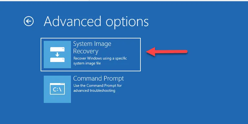 select system image recovery