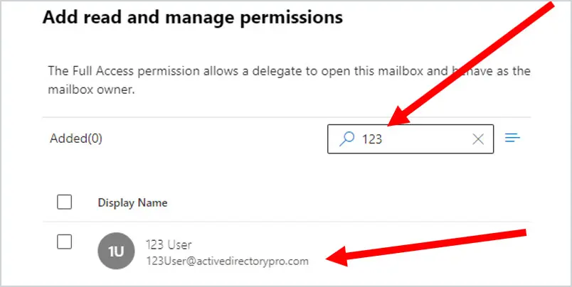 give delegation permissions to mailbox