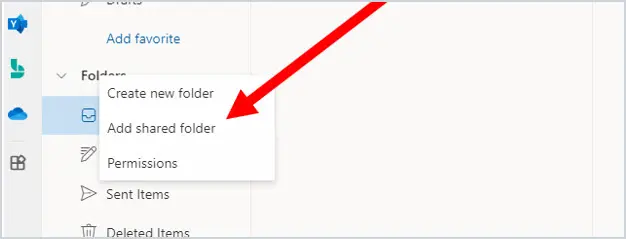 outlook web add shared folder