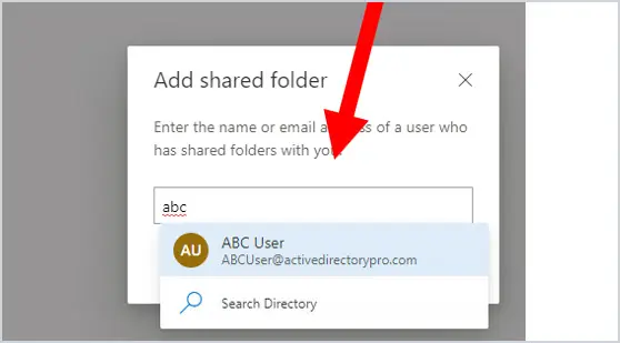 outlook web select name or email