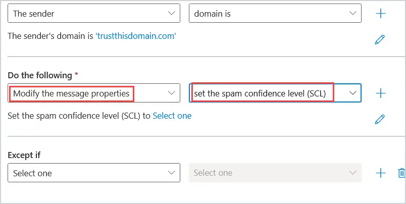 modify the spam confidence level