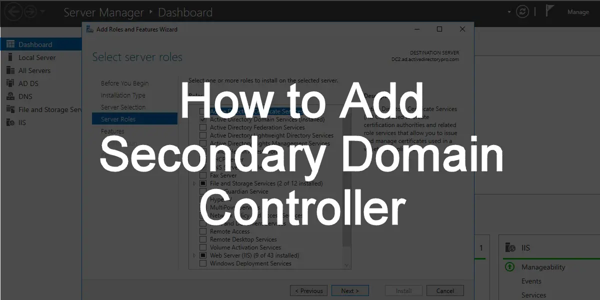 How to add a secondary domain controller