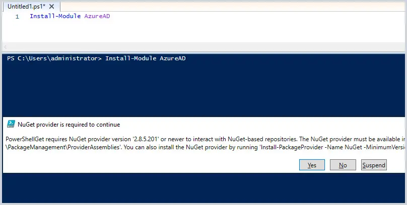 install azuread powershell module