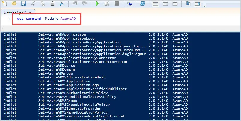 list all azure powershell cmdlets