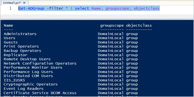 display specific group properties