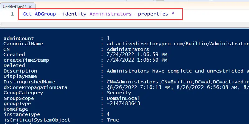 display all group properties