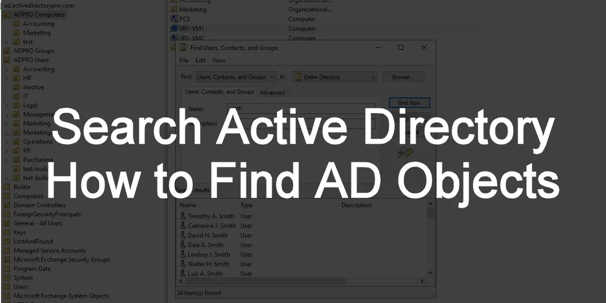 How to search active directory for ad objects