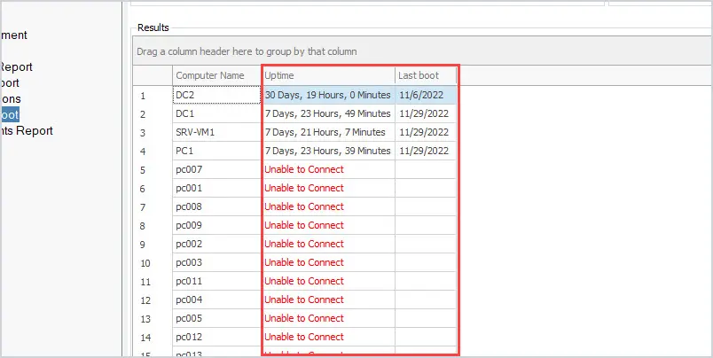 uptime report