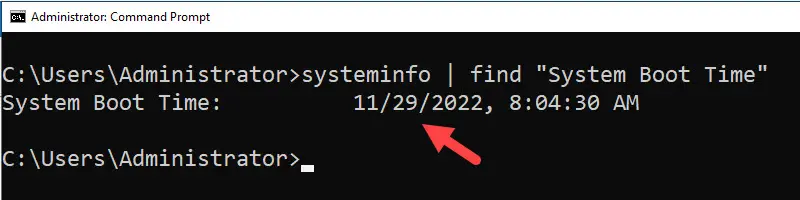 check uptime using windows cmd command